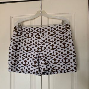 Ann Taylor Loft Side Zip Brown & White Shorts